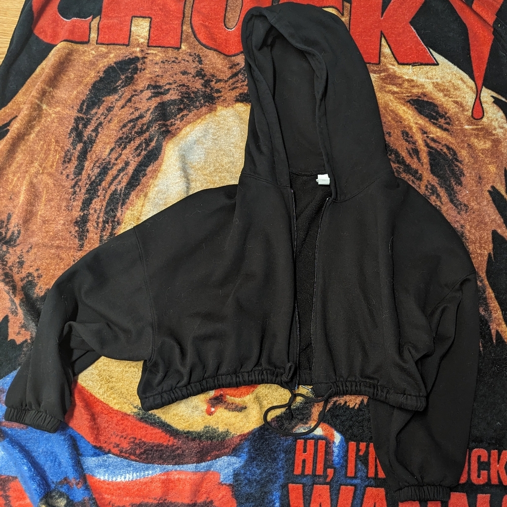 Cropped black hoodie